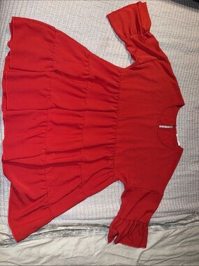 Women’s Red Tiered Ruffle Sleeve dress